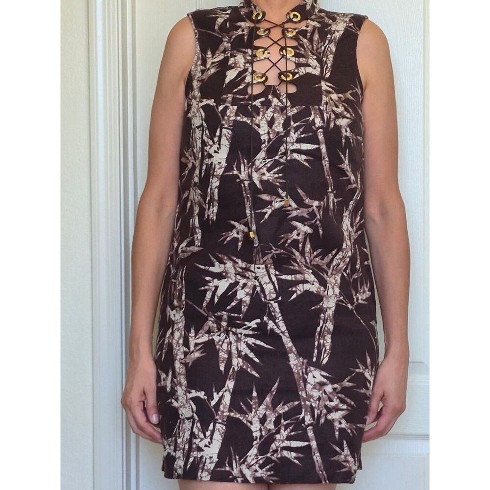 Michael Kors 100% Linen, Grommet Lace Up Top, Sleeveless Dress Sz 10